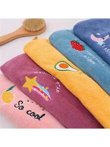 1/2 piezas Toalla de pelo de microfibra súper absorbente - Felpa coral suave, turbante de pelo que absorbe el agua y se seca rápido, bordado, sin formaldehído, accesorios de baño, gorro de dormir para el cabello - Multicolor - Ver 8