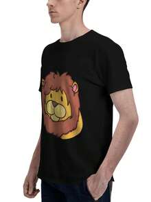 Men's Fashion Printed Loose Short sleeved T-shirt | Lion Head Pattern Design | Summer Essential | Easy to Match, Show Your Style - Negro - Ver 5