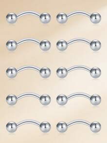 Eyebrow Piercing Jewelry 16G 316L Stainless Steel Steel Curved Barbell Eyebrow Rings Studs Kit Tragus Ring Piercings Jewelry 10Pcs 8mm 10mm - Light Sphere Version - View 5