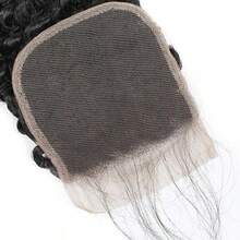 4*4 面部闭合深波浪批发前蕾丝假发块巴西原生雷米透明蕾丝150%密度 - Natural Black - 查看 6