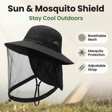 Mesh Face Mask Hat, Mosquito & UV Protection, Unisex Outdoor Fishing Sun Hat With Large Brim - Sun Hat - View 6