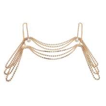 European And American Cross-Border Fashion Sexy Sparkling Diamond Chest Chain, Multi-Layer Tassel Necklace, High-End Crystal Versatile Shoulder Chain, Body Chain - Vàng - Xem 3