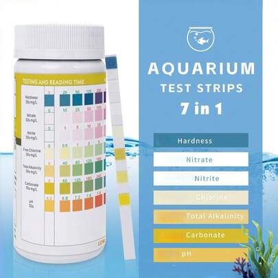 50/100 Stücke Aquarium Wasserqualitäts-Teststreifen, Indikatorstreifen für Aquarien, Schwimmbäder, Whirlpools und Aquarien, verwendet zum Testen von pH-Wert, Alkalinität, Nitrit, Nitrat, Chlor, Karbonat und Härte