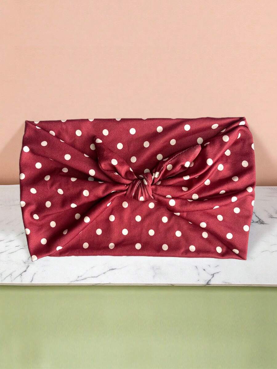 1条全新纯色蝴蝶结波点宽发带，适合日常、节日、运动等场合，防滑透气，弹性运动发带，日常及节日礼物，夏季发饰，沙滩发带，度假吸汗带 - 彩色 - 查看 1