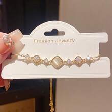 1pc Women's Artificial Zirconia Cat Eye Stone Rhombus Bracelet, Daily Wear - Multicolor - View 5