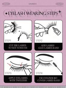 9 Pairs Short And Aatural Half Lashes Band Eyelashes Short Soft 3d Faux Mink Eyelashes Soft Natural Makeup (BP01) - 黑色 2 - 查看 6