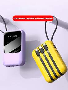 Mini Power Bank 20000mAh Built-In Fast Charging With Digital Display And 4 Cables Portable External Power Bank - 粉色 - 查看 5