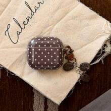 Simple Solid Brown Polka Dot With Coffee Bean Charm Earphone Case Compatible With AirPods Pro 3, New Pro 2, Cute 4 Minimalist 3, Personalized 1/2 Protective Case For Women - Brown - View 4