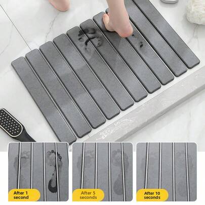 1pc Silica Gel Anti-Slip Bath Mat, Extra Thick Bathroom Carpet, All-Season, Fresh Style, Anti-Slip Bottom, Absorbent, Easy To Clean, Suitable For Home Living Room, Bathroom Vanity, Bathtub, Shower, Sink, Home Decor, Bathroom Decor, Bathroom Mat, Outdoor Mat, Doormat, Summer Bathroom Supplies, Back To School Supplies