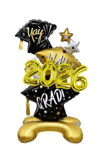 2026 Oversized Graduation Party Black Gold Foil Balloon - Extra Large "Class Of 2026" Mylar Balloon In Black Gold, Eye-Catching Graduation Party Decor, Suitable For Photo Backdrop, Dessert Table And Celebration Venue - One Size Fits All - View 6