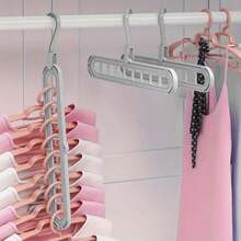 Durable And Foldable Plastic Hanger Storage Set -9-Hole Space Saving Design, Suitable For Wardrobes, Wardrobes, Homes, And Dormitories - High Quality Organizer, Durable And Flexible Storage Solution - Gray - View 2