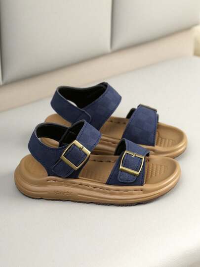 1 Pair Children's Fashion Sandals, Hook And Loop Rubber Non-Slip Soles, Outdoor Beach Shoes, Suitable For 3-12 Years Old