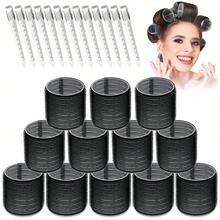 24 Pieces With 12 Large Rollers And 12 Clips For Voluminous Long Thick Hair (Hot Pink) - Multicolor - View 3