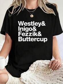 Camiseta 100% Algodón Unisex de La Princesa Novia con Westley, Inigo y Fezzik, Camisetas Gráficas para Hombres y Mujeres - Negro - Ver 1