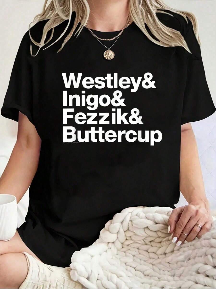 Camiseta 100% Algodón Unisex de La Princesa Novia con Westley, Inigo y Fezzik, Camisetas Gráficas para Hombres y Mujeres - Negro - Ver 1