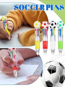 Creative Football Themed 4-Color Ballpoint Pen, Mini Portable Cute Neutral Pen - One Size Fits All - View 2