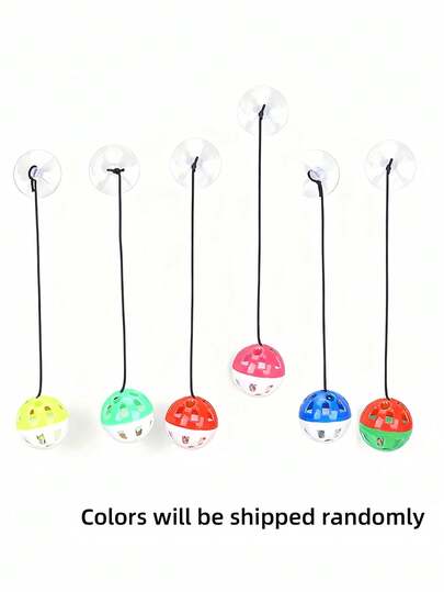 3/2/1个随机颜色猫玩具，带吸盘和铃铛，自娱自乐的弹性绳球，摇铃球，铃铛球，挂门猫玩具，互动逗猫球，猫，猫玩具，猫，猫玩具，母亲节