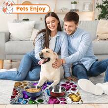 1件装宠物食品垫，吸水性强，适用于猫狗，防水防漏，防污易清洁。 - 彩色 - 查看 9
