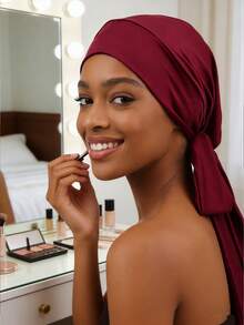 1件情人节女士睡帽，弹性绑带设计，丝滑柔顺，休闲居家日常护发睡帽，圣诞礼物 - 彩色 - 查看 10