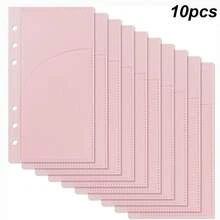 5/10 Pcs A6 Binder Pockets With No Zipper, Pink Plastic Zipless Budget Envelopes, Two Pockets Frosted Cash Envelopes Money Bag For Budgeting, Cash Stuffing - A6 - View 8