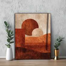 1pc Boho Abstract Terracotta & Burnt Orange Wall Arts - Unframed Canvas Wall Art Posters, Bohemian Earth Tone Decor For, Boho-Chic Aesthetic Painting - Color Blocks - View 6