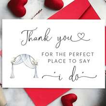 OBOVAY 1件優雅婚禮感謝卡－「I Do」愛心與面紗設計，附「Thank You For The Perfect Place To Say I Do」訊息，含信封，適用於場地感謝、新娘婚前派對、伴娘禮物，真摯情感婚禮賀卡 - A - 查看 1