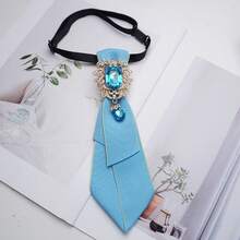 Bow Tie Women's Bow Bow Brooch Shirt Collar Decoration College Style British Korean Versatile Ribbon Collar Flower Tie - 藍色藍鑽 - 查看 4