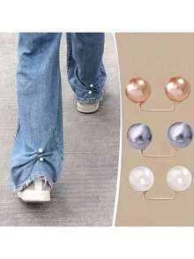 Pearl Pant Leg Clips - Invisible Pant Leg Fixers, No-Sew Pant Leg Clips To Prevent Dragging. Suitable For Sun Hat/Bucket Hat Cord Clips, Invisible Pant Leg Shortening Fixers To Prevent Pant Leg Dragging, Hidden Button-Style Leg Fixing Device For Pants, Skirts, Jeans To Prevent Dragging - Multicolor - View 5