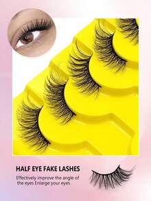 Asiteo 10 Pairs Half Eye Lashes,Natural Look Soft&Fluffy False Lashes,Cat Eyelashes Suitable For Daily Makeup Extensions,Reusable,Party Holiday Gifts And Travel Gifts - Black - View 2
