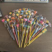 5/15/30/50/100支卡通造型橡皮铅笔，创意儿童学生铅笔，可爱橡皮铅笔 - 学习用品，学习奖励，礼物（颜色随机）（铅笔图案可能因批次而异），开学季 - 彩色 - 查看 15