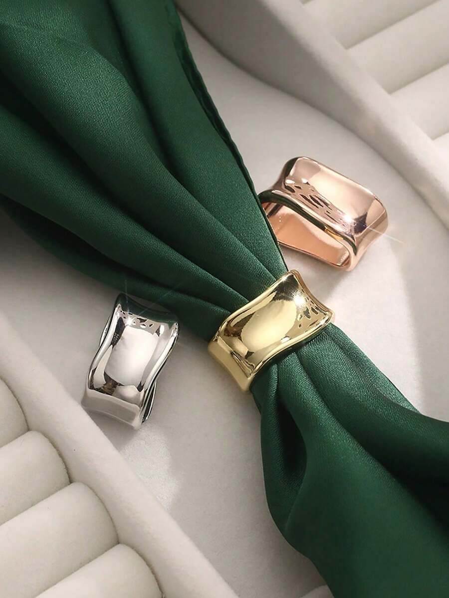 1 chiếc kẹp khăn hình thánh giá rỗng mạ vàng/bạc, chất liệu trơn, đa năng dùng để kẹp khăn choàng, khăn quàng cổ hoặc làm phụ kiện cài áo. - Khóa bạc hình học - Xem 1