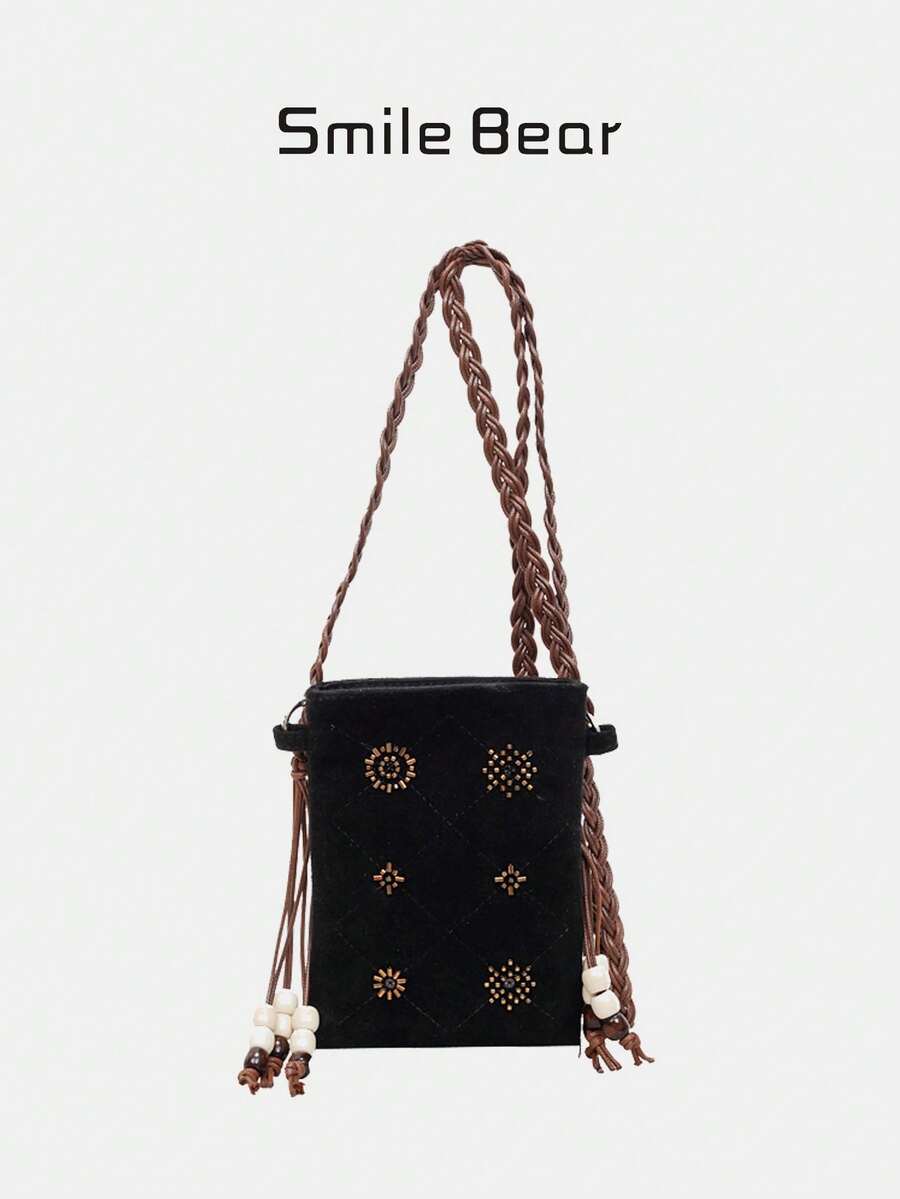 Mobile Phone Bag, Retro Tassel Embellishment Of National Customs, Exquisite Leather Rope With Simple Version, One Shoulder Crossbody Dual-Purpose Design, Light And Compact For Daily Travel, Exquisite Technology Highlights The Texture, All Kinds Of Wear, Showing Unique Personality And Fashion Taste.