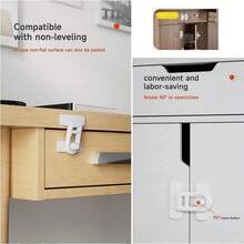 1/2/4件套安全锁，家用防盗锁，免钻孔冰箱锁，儿童安全锁，橱柜抽屉冷冻柜防盗锁，通用型，场景式 - 彩色 - 查看 9