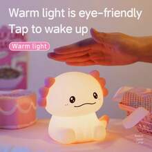 Soft & Cute Axolotl Night Light With RGB Mode, 3 Brightness Levels, Children's Room Nursing Light, Adorable Animal Lamp, Rechargeable Silicone Touch Control Bedside Lamp, Gift For Boys & Girls - Multicolor - View 6