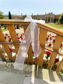 4 Rolls Of 107.5 Inch X 7.8 Inch White Sheer Organza Ribbon, Suitable For Indoor/Outdoor Wedding Chair Decor, Major Holiday Celebrations, Staircase And Balcony Railing Decoration - Multicolor - View 7