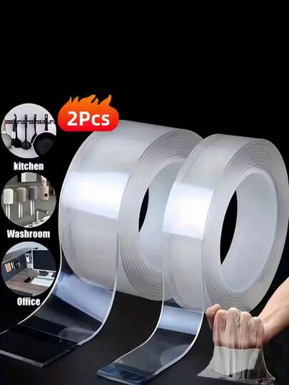 Băng keo hai mặt siêu chắc 100cm, loại dày, trong suốt và không để lại cặn - Keo chống thấm nước, thích hợp cho nhựa, gỗ, thủy tinh và kim loại, chất liệu PE, độ nhớ cao, có thể tái sử dụng và đa năng - Lý tưởng cho trang trí Giáng sinh và các dự án DIY, vật dụng thiết yếu trong gia đình, mùa tựu trường.
