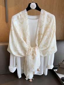 1件新款轻薄中国风水墨花卉印花流苏围巾/披肩 - 彩色 - 查看 9