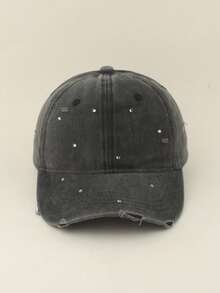 Mũ lưỡi trai đính đá DIY, mũ snapback nữ kiểu dáng thường ngày, mũ chống nắng đa năng đính đá thủ công cho mùa xuân và mùa hè. - Đá giả - Xem 2