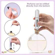 4pcs Aluminum Perfume Spray Bottles - Mini Portable Refillable Atomizers, Travel Cosmetic Tools, Suitable For Perfumes/Colognes, Ideal For Holiday Travel And Daily Touch-Ups, A Great Gift For Christmas And New Year Trips! Easy To Carry Around  Cosmetic And Perfume Refill Bottle - 玫紅色 - 查看 3