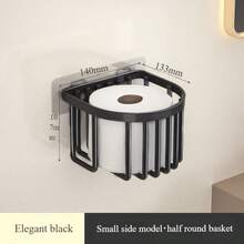 Bathroom Toilet Paper Holder Rack, Mesh Basket, No Drilling Required, Wall-Mounted Toilet Paper Box, Tissue Box For Washroom - Multicolor - View 5