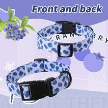 1pc Adjustable Blueberry Theme Polyester Dog Collar With Fruit Pattern Print - Suitable For Small To Large Pets Comfortable Wear, Dog Regular Collar - Mixed color - View 5