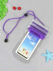 1 pieza Bolsa impermeable para teléfono, diseño triple impermeable, compatible con pantalla táctil, apta para nadar, bañarse, funda impermeable para teléfono - Multicolor - Ver 17