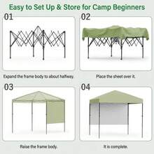2.5x2.5m Gazebo Plegable, Impermeable y Altura Ajustable, Incluye 1 Pared Lateral y Bolsa de Transporte, Montaje Sencillo, Perfecto para Jardín, Fiestas, Camping y Playa - verde claro - Ver 8