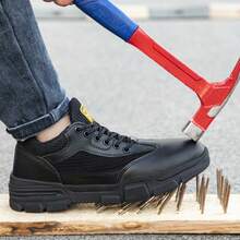 GUYISA Unisex Safety Shoes, Classic Series Anti-Smash Anti-Puncture, Soft & Comfortable Work Shoes For All Seasons, Rubber Sole Soft & Durable, Slightly Heavy But Very Comfortable! CN36-46 - Black - View 2