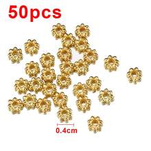 50 piezas de cuentas espaciadoras de cobre con forma de copo de nieve, cuentas espaciadoras con forma de flor para hacer collares, pulseras y joyería DIY - Multicolor - Ver 14