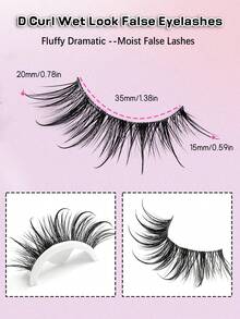 6 Pairs Wet Look Eyelashes Spikes Manga Faux Mink Lashes Y2K Style 3D Fluffy Natural And Dramatic Thick Cross Soft Full Strip Eyelashes Eyelash Extensions Makeup Tool - Black - View 3