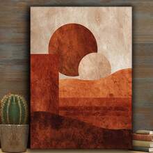1pc Boho Abstract Terracotta & Burnt Orange Wall Arts - Unframed Canvas Wall Art Posters, Bohemian Earth Tone Decor For, Boho-Chic Aesthetic Painting - Color Blocks - View 15