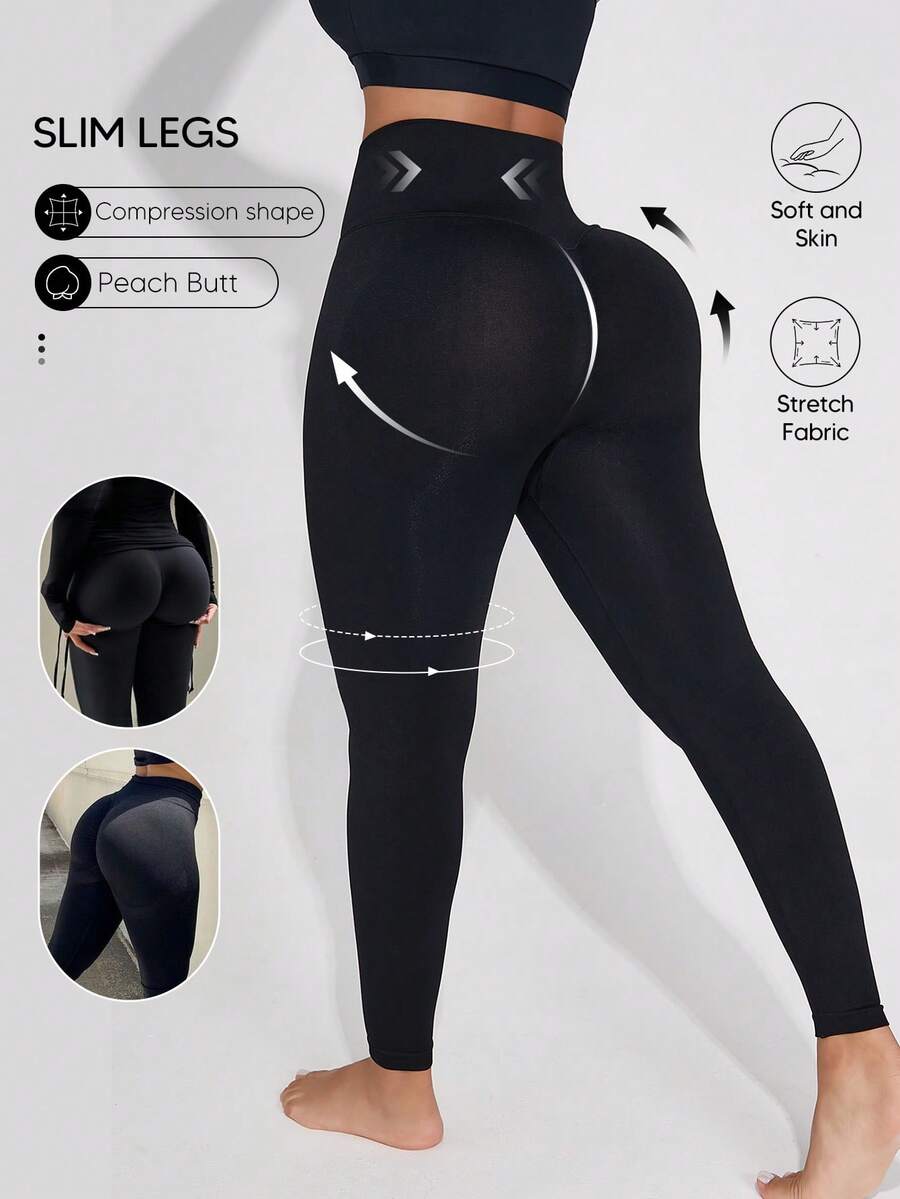 Suprenx 女士无缝高腰塑身打底裤，轻度收腹，适合情人节、无脚连裤袜、春夏塑身衣、圣诞节 - 黑色 - 查看 1