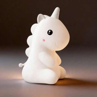 TONSSIDA Cute Unicorn Night Light, Made Of Silicone, With 7 Colors, 4 Modes, 4 Brightness Levels Adjustable, Comes With A Remote Control, 1200mAh Rechargeable Battery, Suitable For Children's Bedroom, Gift For Boys And Girls