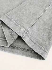 Men Gray Washed Streetwear Brand Street Style 100 Percent Cotton T Shirt Dragon And Floral Print With Vons Dutchs Text For Casual Wear Outdoors | Front And Back Print | Vintage Heavyweight Tee | Perfect Gift | Loose Comfortable Breathable | Machine Washable Fabric | Hip Hop Cool Style | Drippy Clothes | Y2K - Xám - Xem 6